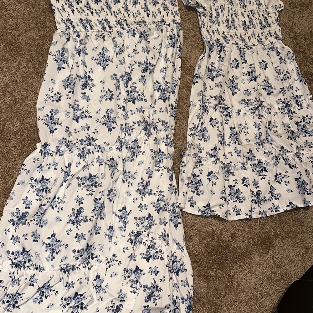 Floral Blue and White mommy and me Dresses